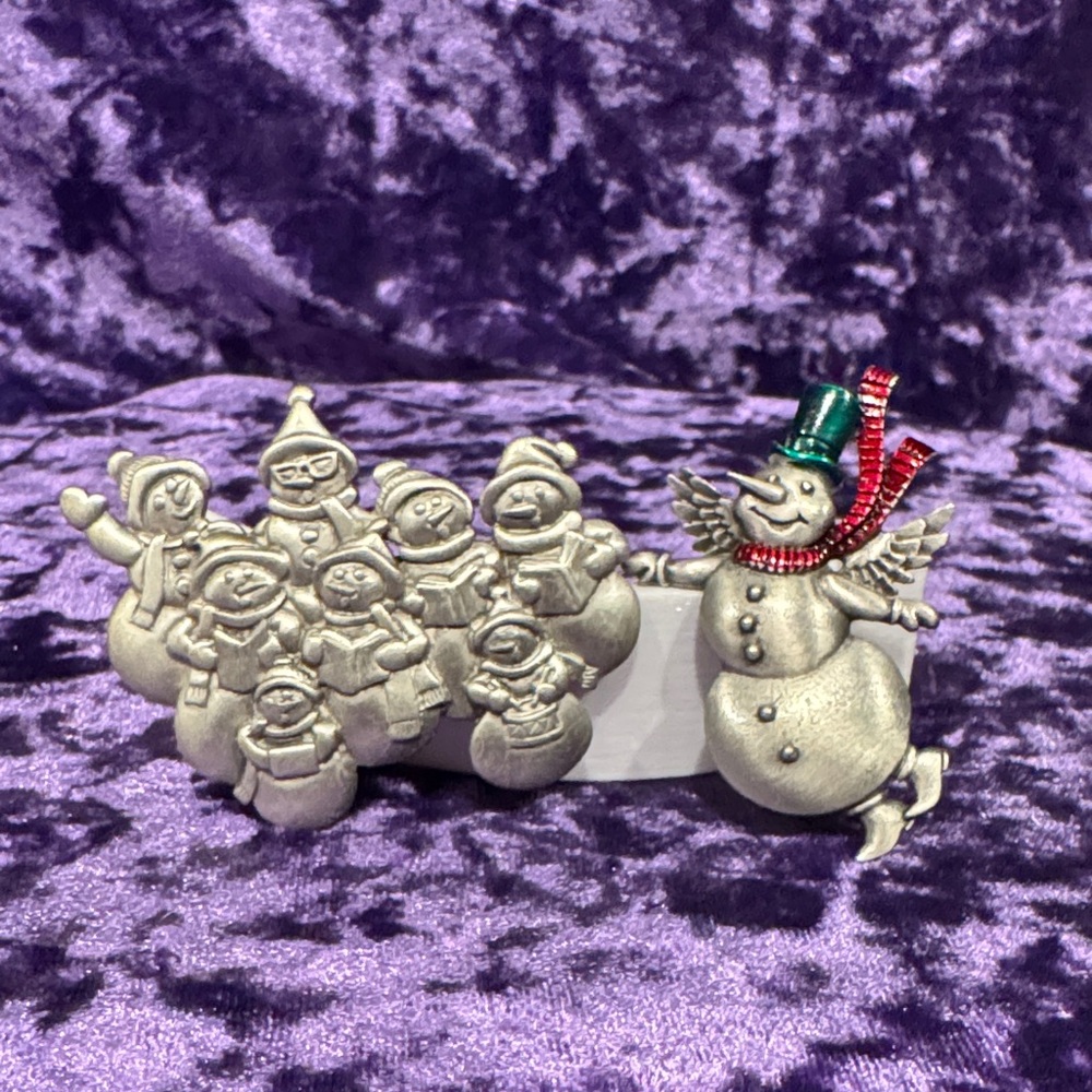 JJ Jonette Jewelry Snowmen Pins-Set Of Two